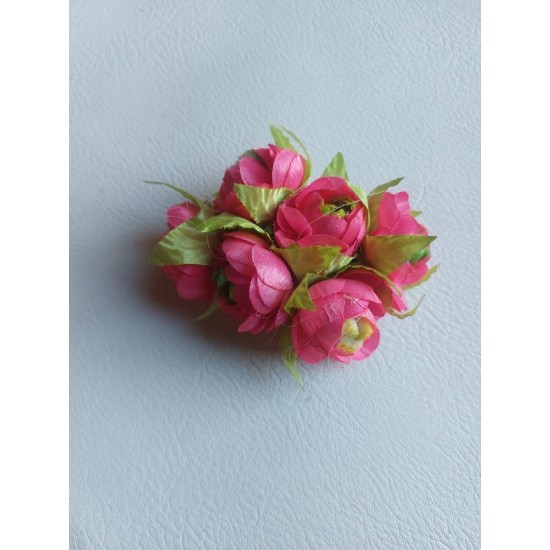 Цветы из ткани 3-3,5 см в пучках (6 шт) цв. малиновый, цена за пучок